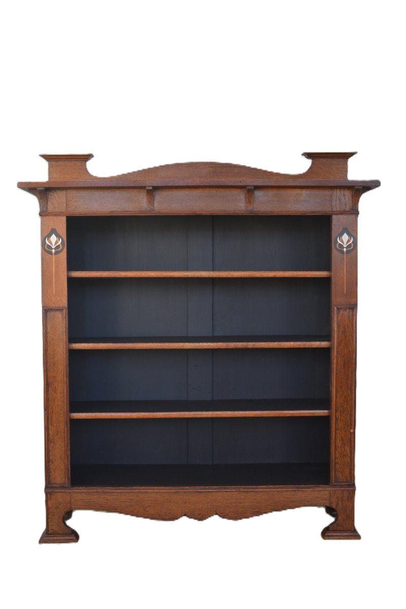 Arts And Crafts Solid Oak Open Bookcase - Image 3